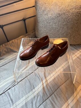 Miz Mooz Chestnut Brown Leather Cap-Toe Oxfords